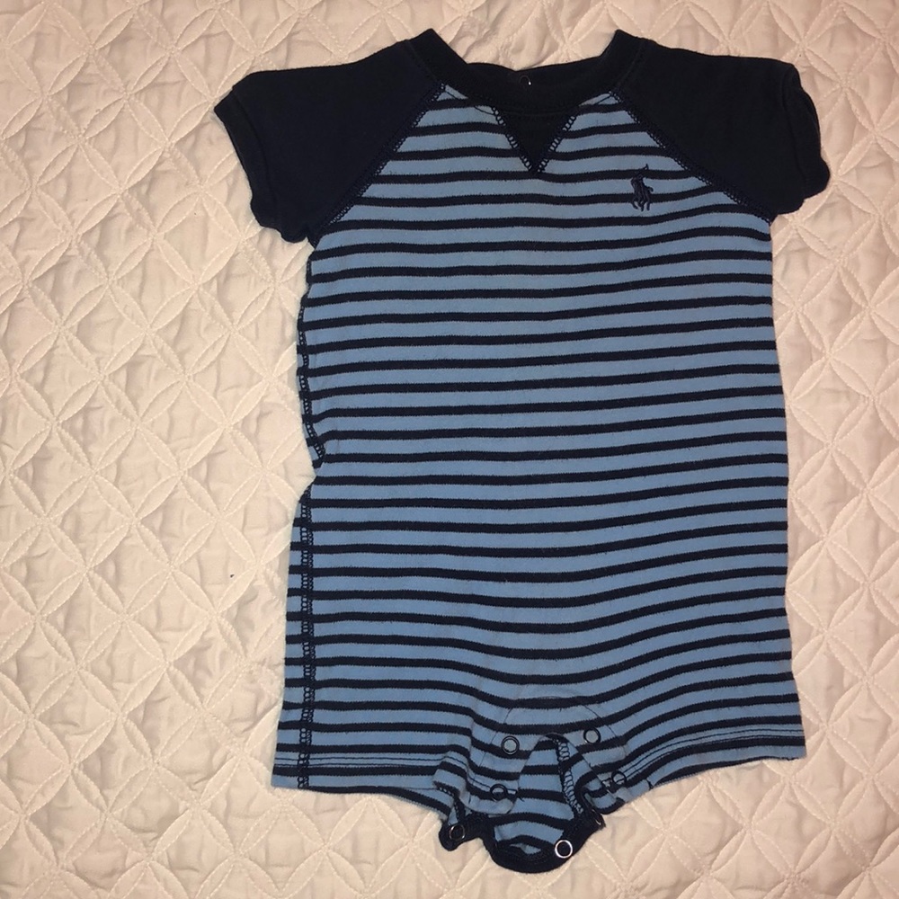 Ralph Lauren Romper Light blue w/Navy Stripes